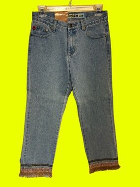 NWT Vintage Mudd Light Blue Embroidered Hem Jeans